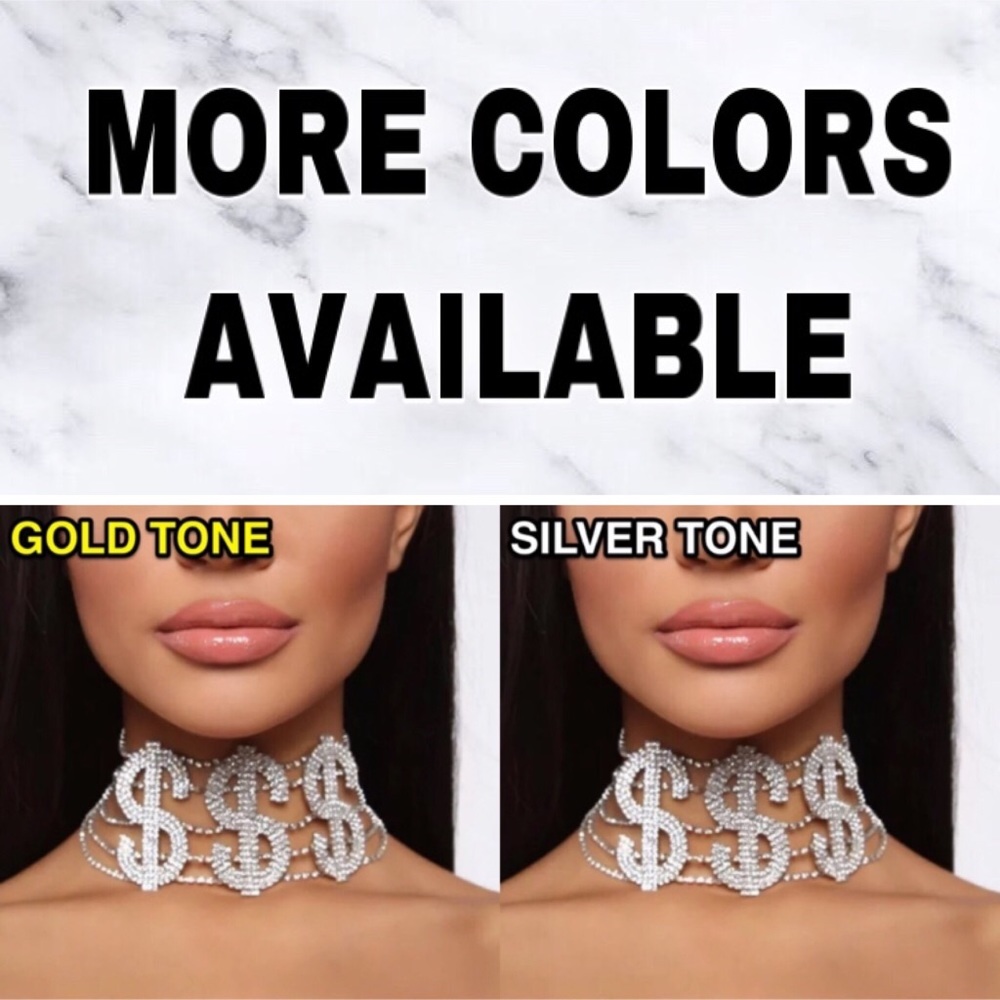 ⚜️[𝗡𝗪𝗧]⚜️$$$ Crystal Gold Big Word Choker NEW - Picture 7 of 9